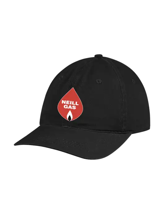 Garment Washed Unstructured Twill Black Cap w/Neill Gas Logo