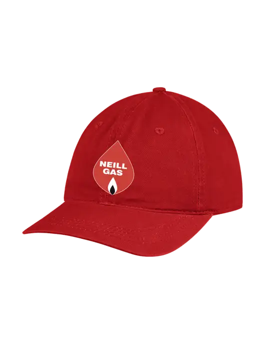 Garment Washed Unstructured Twill Red Cap w/Neill Gas Logo