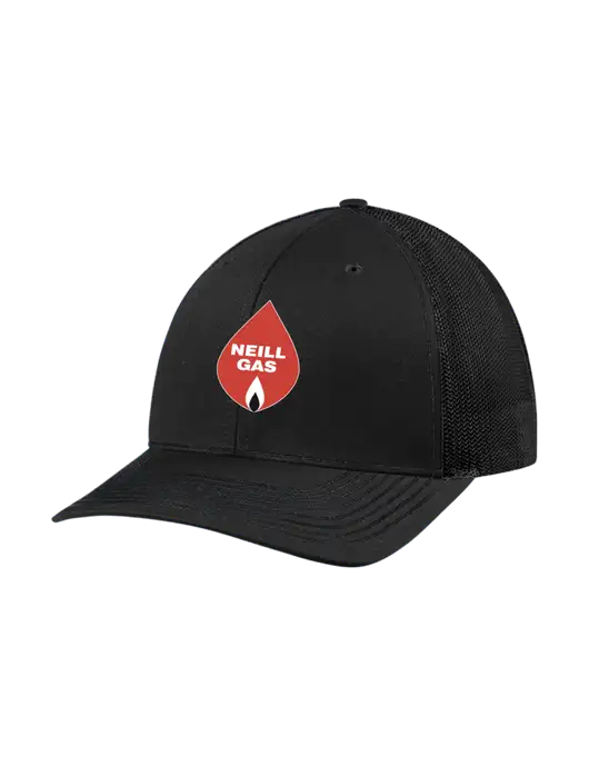 Richardson Adjustable Snapback Original 112 Trucker Cap Black w/Black Mesh w/Neill Gas Logo