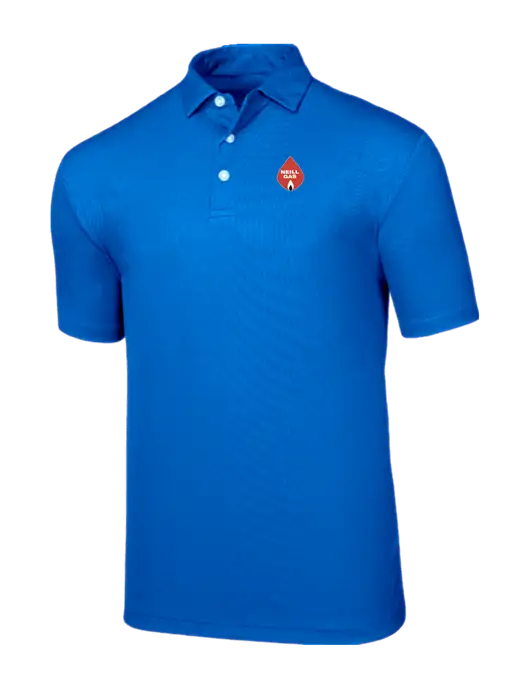Callaway Birdseye Dark Carolina Blue Polo w/Neill Gas Logo