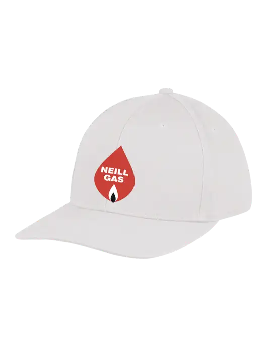 Premium Modern Structured Twill White Snapback Cap w/Neill Gas Logo