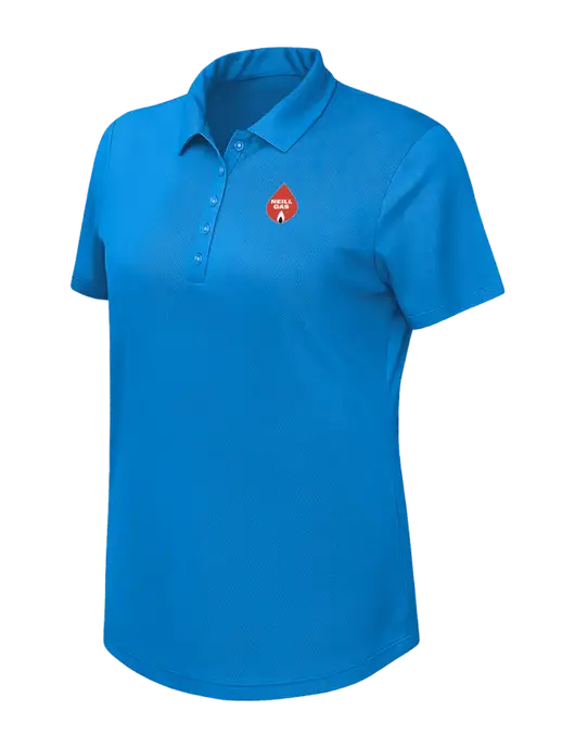 Callaway Womens Birdseye Dark Carolina Blue Polo w/Neill Gas Logo