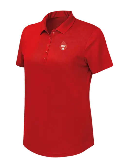 Callaway Womens Birdseye Red Polo w/Neill Gas Logo