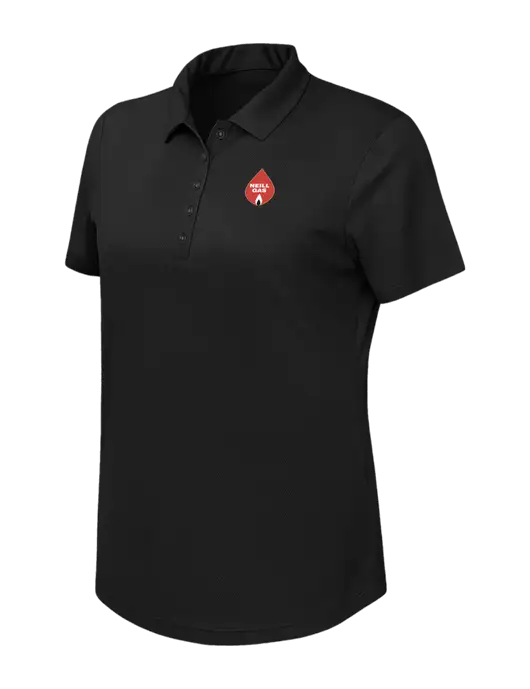 Callaway Womens Birdseye Black Polo w/Neill Gas Logo