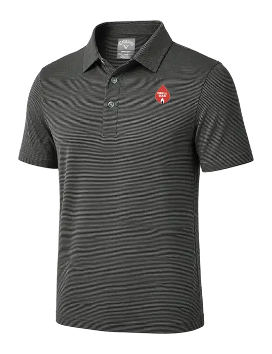 Callaway Black Fine Line Stripe Polo w/Neill Gas Logo