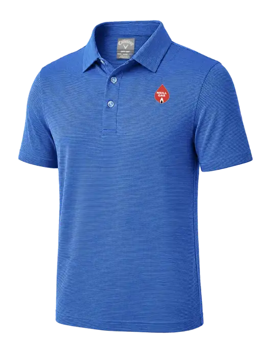 Callaway Royal Blue Fine Line Stripe Polo w/Neill Gas Logo