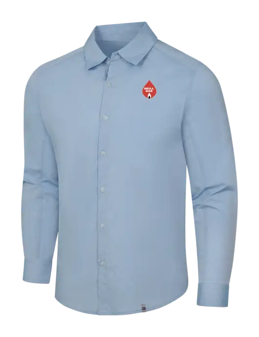 OGIO Light Blue Commuter Woven Shirt w/Neill Gas Logo