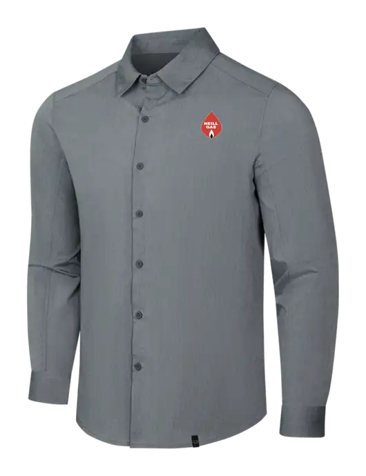 OGIO Medium Grey Heather Commuter Woven Shirt w/Neill Gas Logo