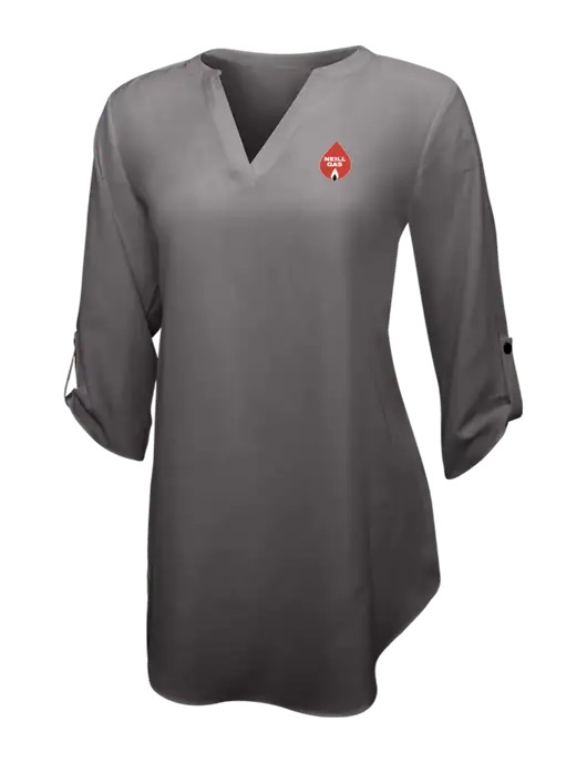Dark Grey Womens 3/4 Sleeve Tunic Blouse w/Neill Gas Logo