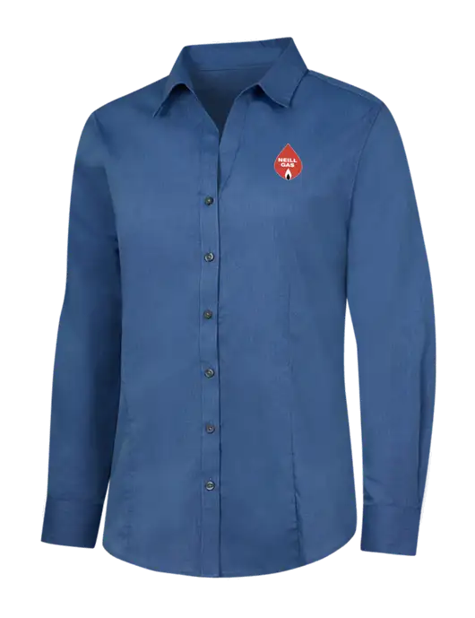 Light Navy Womens Crosshatch Easy Care Shirt w/Neill Gas Logo