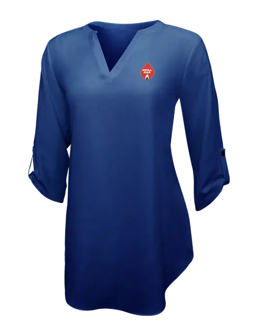 Dark Royal Womens 3/4 Sleeve Tunic Blouse w/Neill Gas Logo