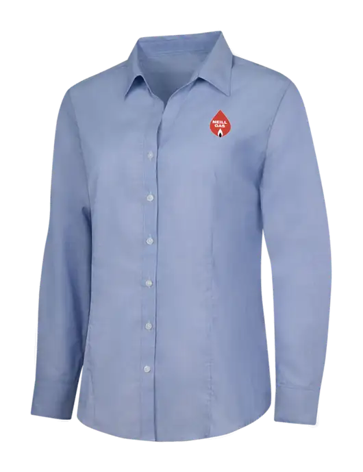 Light Slate Blue Womens Crosshatch Easy Care Shirt w/Neill Gas Logo