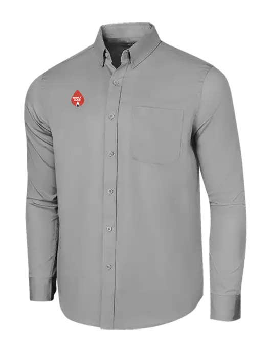 Long Sleeve Light Grey Superpro React Twill Shirt w/Neill Gas Logo