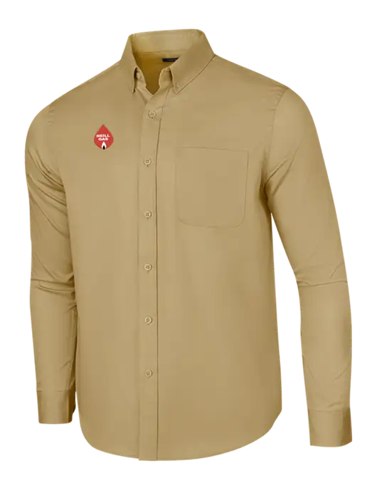 Long Sleeve Dark Tan Superpro React Twill Shirt w/Neill Gas Logo