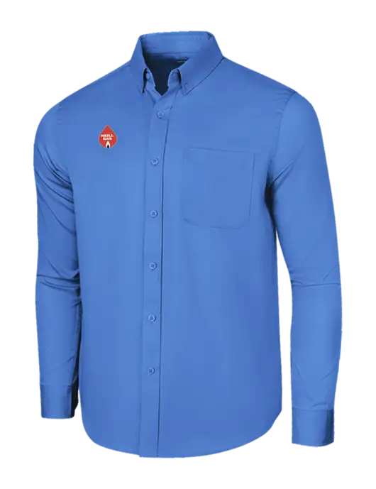 Long Sleeve Dark Carolina Blue Superpro React Twill Shirt w/Neill Gas Logo