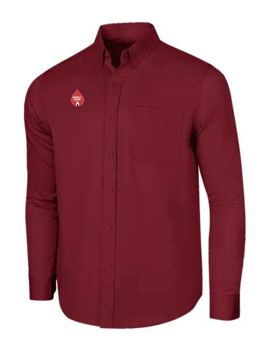 Long Sleeve Maroon Superpro React Twill Shirt w/Neill Gas Logo