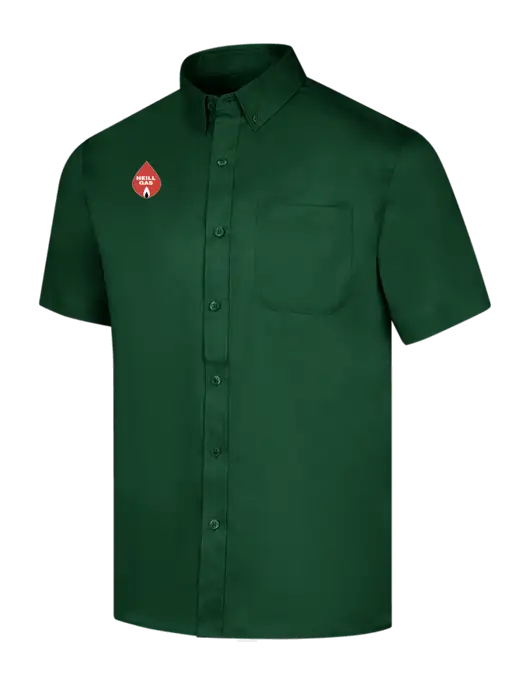 Short Sleeve Dark Green Superpro React Twill Shirt w/Neill Gas Logo