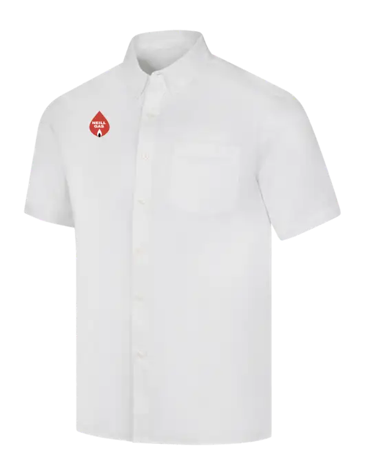 Short Sleeve White Superpro React Twill Shirt w/Neill Gas Logo