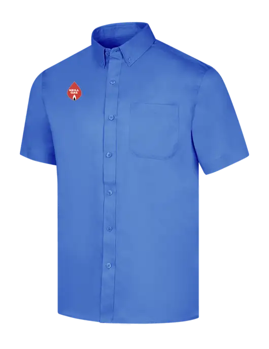 Short Sleeve Dark Carolina Blue Superpro React Twill Shirt w/Neill Gas Logo