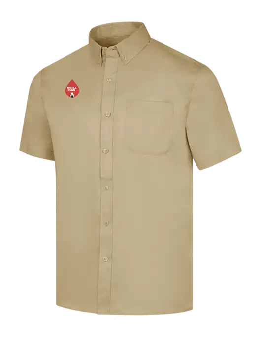 Short Sleeve Dark Tan Superpro React Twill Shirt w/Neill Gas Logo