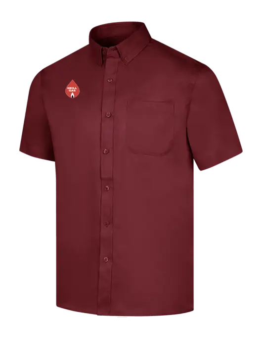 Short Sleeve Maroon Superpro React Twill Shirt w/Neill Gas Logo
