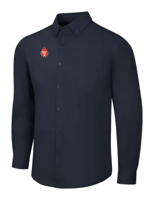 Navy Long Sleeve Carefree Poplin Shirt w/Neill Gas Logo