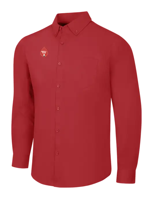 Red Long Sleeve Carefree Poplin Shirt w/Neill Gas Logo