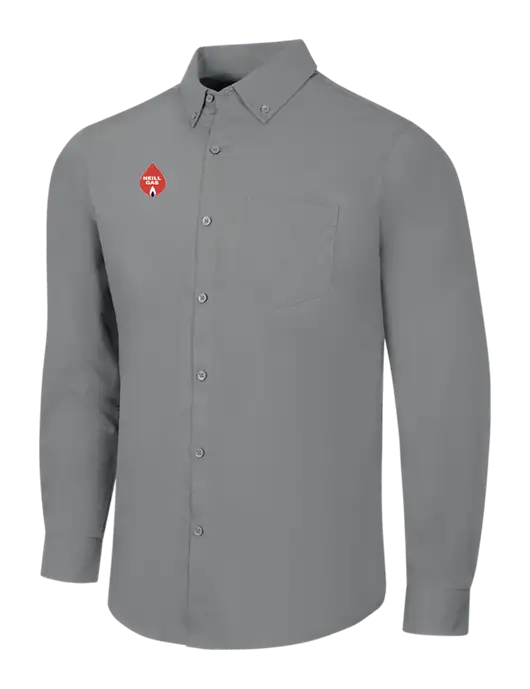 Medium Grey Long Sleeve Carefree Poplin Shirt w/Neill Gas Logo