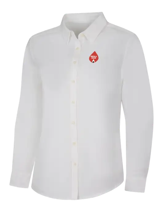 Womens White Long Sleeve Superpro React Twill Shirt w/Neill Gas Logo