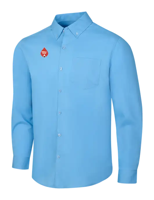 Carolina Blue Long Sleeve Carefree Poplin Shirt w/Neill Gas Logo