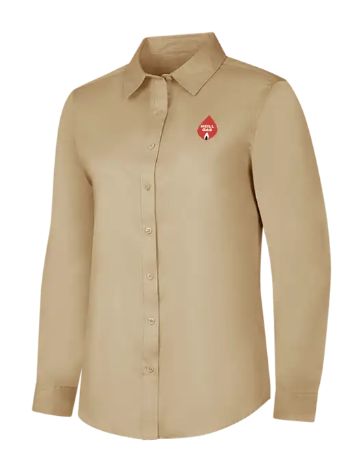 Dark Tan Womens Long Sleeve Superpro React Twill Shirt w/Neill Gas Logo