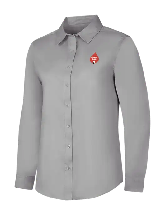 Light Grey Womens Long Sleeve Superpro React Twill Shirt w/Neill Gas Logo