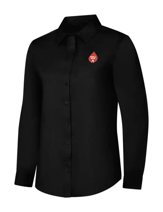 Womens Black Long Sleeve Superpro React Twill Shirt w/Neill Gas Logo