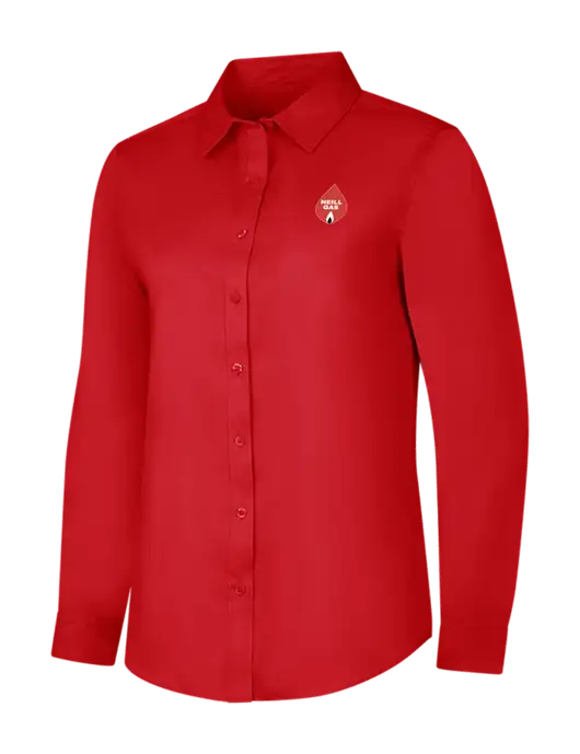 Red Womens Long Sleeve Superpro React Twill Shirt w/Neill Gas Logo