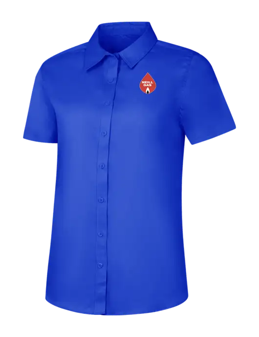 Womens Short Sleeve Dark Royal Superpro React Twill Shirt w/Neill Gas Logo