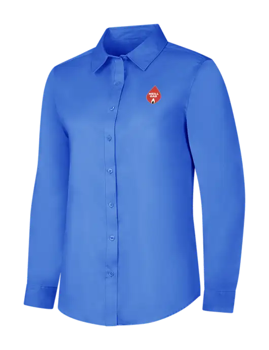 Dark Carolina Blue Womens Long Sleeve Superpro React Twill Shirt w/Neill Gas Logo