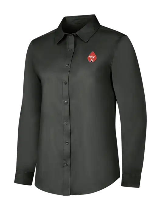 Dark Grey Womens Long Sleeve Superpro React Twill Shirt w/Neill Gas Logo