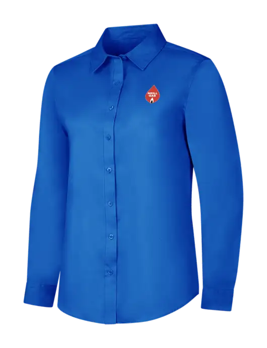 Womens Long Sleeve Royal Blue Superpro React Twill Shirt w/Neill Gas Logo