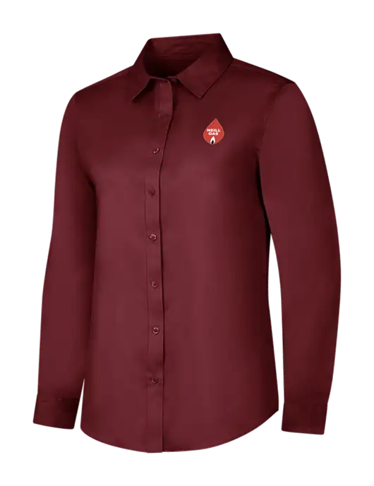 Maroon Womens Long Sleeve Superpro React Twill Shirt w/Neill Gas Logo