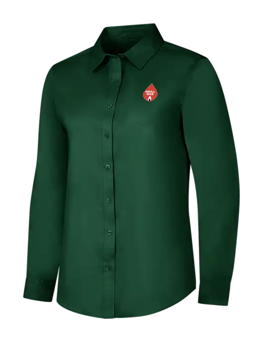 Dark Green Womens Long Sleeve Superpro React Twill Shirt w/Neill Gas Logo