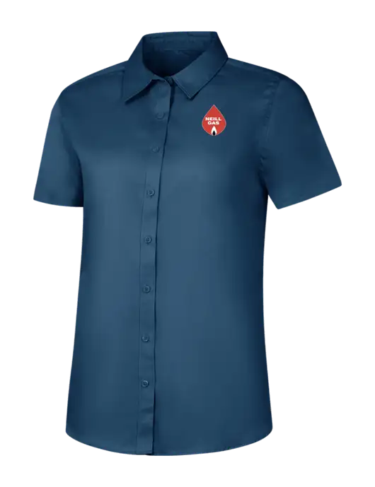 Womens Light Navy Short Sleeve Superpro React Twill Shirt w/Neill Gas Logo
