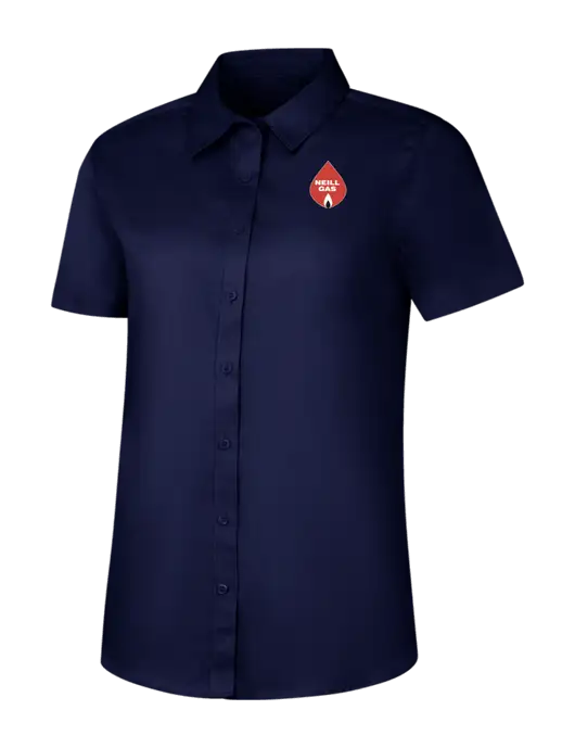 Womens Navy Short Sleeve Superpro React Twill Shirt w/Neill Gas Logo