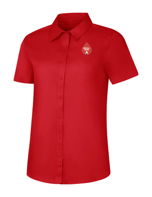 Womens Red Short Sleeve Superpro React Twill Shirt w/Neill Gas Logo