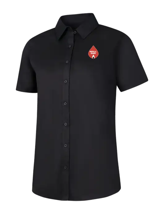 Womens Black Short Sleeve Superpro React Twill Shirt w/Neill Gas Logo