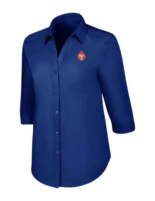 Womens Royal 3/4 Sleeve Carefree Poplin Shirt w/Neill Gas Logo