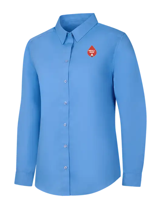 Womens Carolina Blue Long Sleeve Carefree Poplin Shirt w/Neill Gas Logo