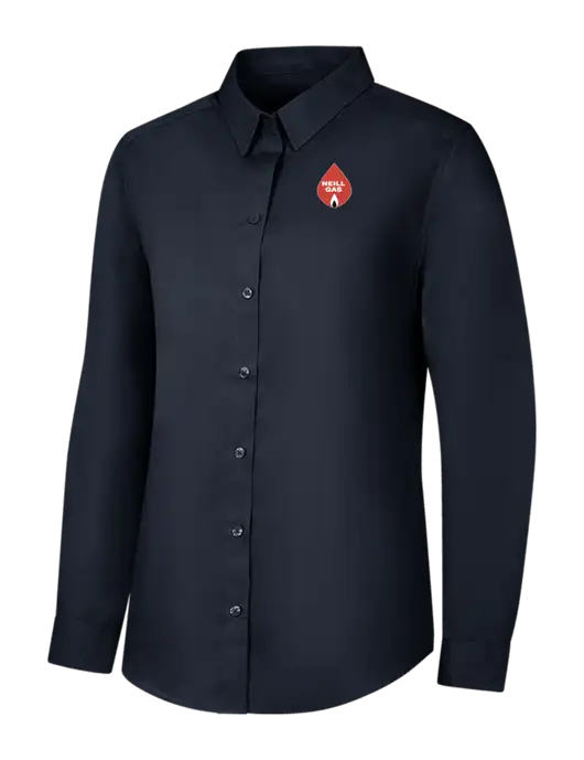 Womens River Blue Navy Long Sleeve Carefree Poplin Shirt w/Neill Gas Logo