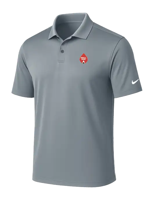 NIKE Medium Grey Victory Solid Polo w/Neill Gas Logo