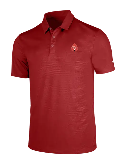 NIKE Red Dri-Fit Embossed Tri-Blade Polo w/Neill Gas Logo