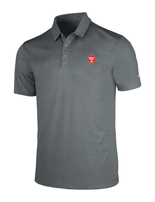 NIKE Medium Grey Dri-Fit Embossed Tri-Blade Polo w/Neill Gas Logo